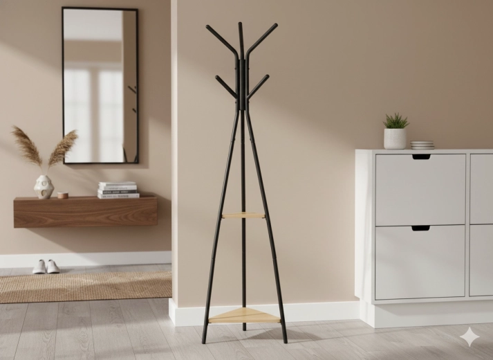 Stojący wieszak TARES z półkami 180 cm