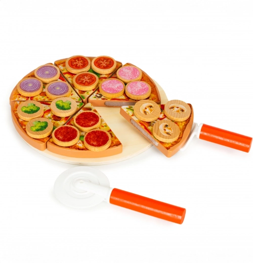 Drewniana pizza do krojenia na rzep dla dzieci, 27 elementów