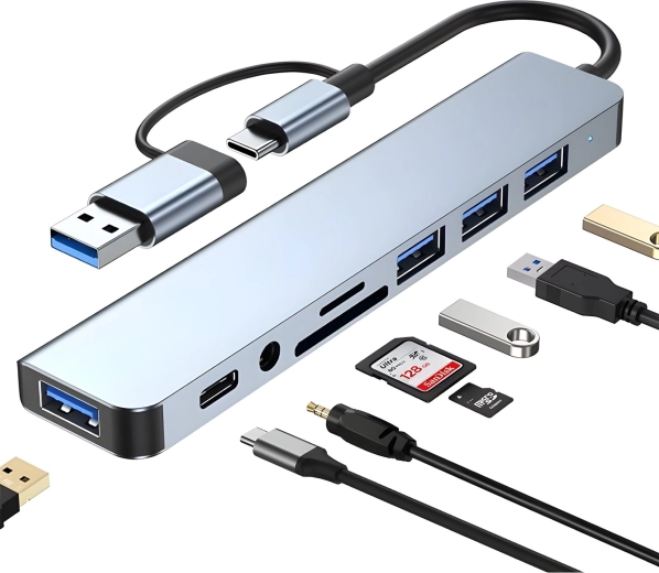 Hub USB-C 8w1 z LAN, 4K i Power Delivery
