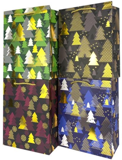 Papierowa torba prezentowa TORO z choinką 23 × 18 × 10 cm - 1 sztuka