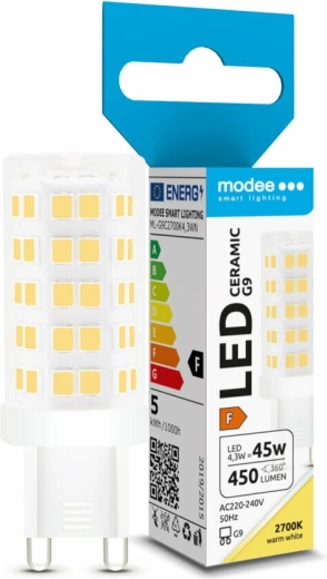 Żarówka LED Modee Lighting G9 ceramiczna 4,3 W, ciepła biel
