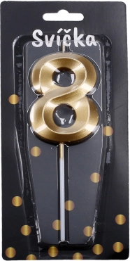Świeczka imprezowa cyfra osiem złota