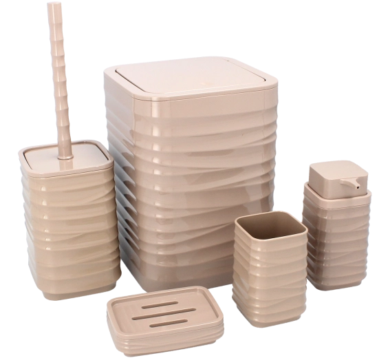 Zestaw łazienkowy 5-częściowy, kwadratowy, brązowy