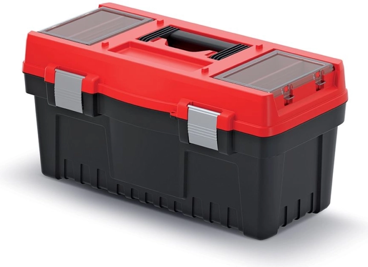 Skrzynka na narzędzia z metalowymi zamkami EVO 548 × 274 × 286 mm – czerwona