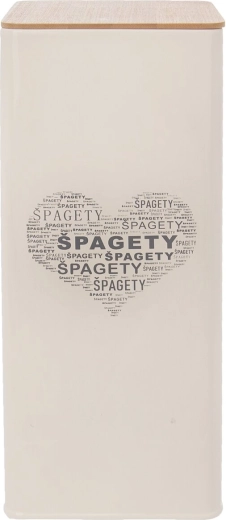 Puszka na spaghetti z motywem Serca, blacha i drewno, 28,5 cm