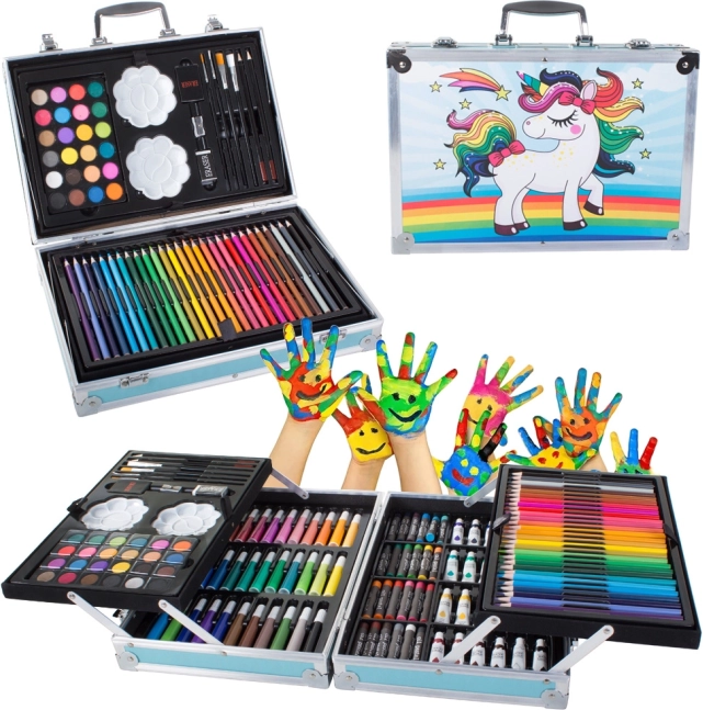 Zestaw artystyczny w walizce 145 szt. niebieski