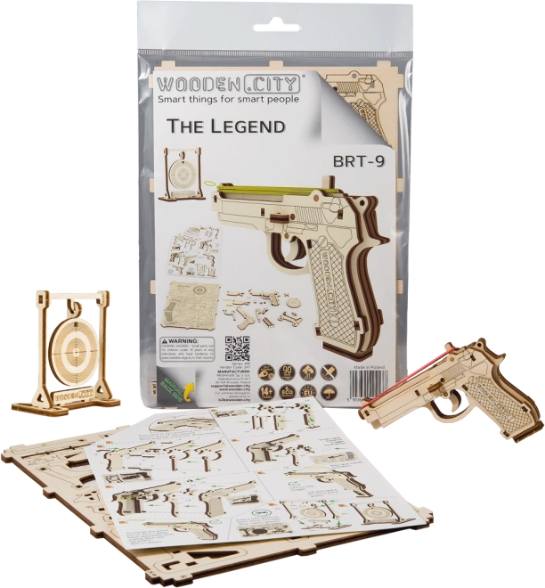 Drewniane puzzle 3D pistolet Legend BRT‑19 WOODEN CITY (31 elementów)