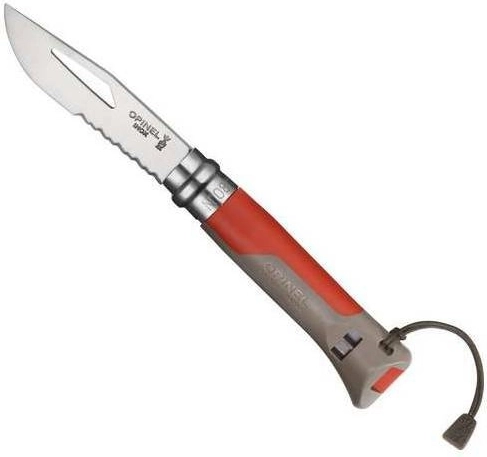 Opinel N°08 Outdoor Inox czerwony – nóż składany z gwizdkiem
