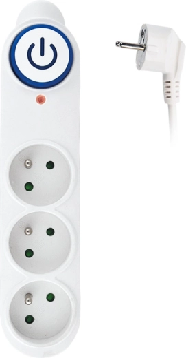 Solight ochrona przeciwprzepięciowa z przedłużaczem, 3 gniazda, 1,5 m, biała