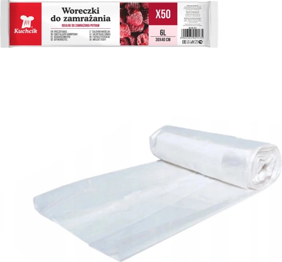 Woreczki do mrożenia 6 l 30×40 cm KUCHCIK, 50 szt.