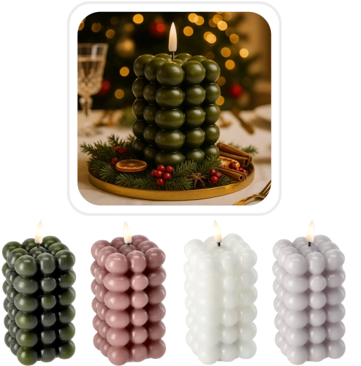 Świeca LED Bubble 6 × 11,5 cm z prawdziwego wosku