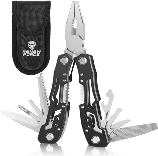 Multitool 14 w 1 RENEW FORCE ze stali nierdzewnej z blokadą i etui