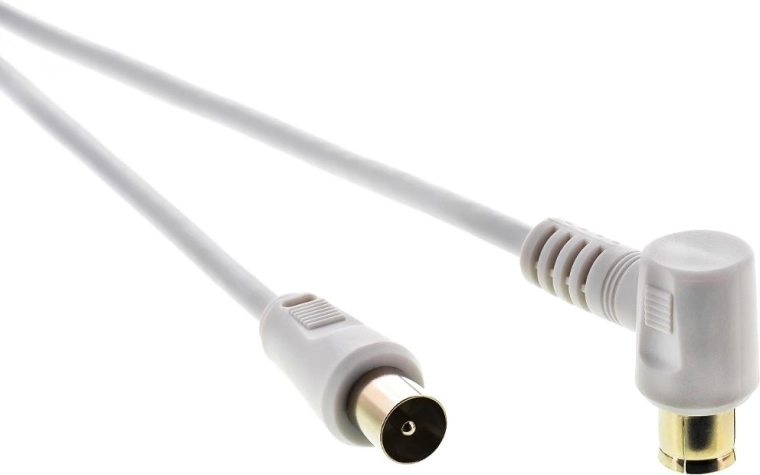 SENCOR antenowy kabel koncentryczny wtyk–gniazdo 90° 7,5 m biały