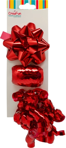 Zestaw prezentowy metaliczny czerwony – kokardy i wstążka