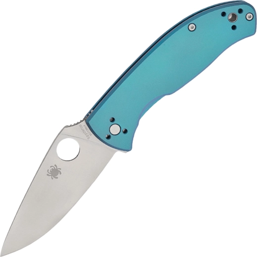 Nóż składany Spyderco Tenacious Blue, tytanowa rękojeść, satynowe ostrze 8,5 cm