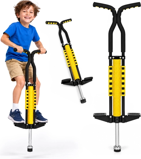 Dziecięcy kij pogo do skakania, żółty, do 80 kg