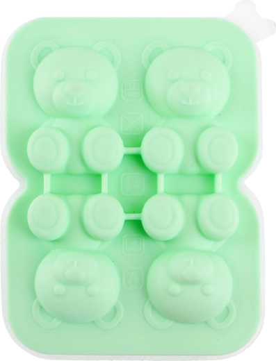 Silikonowa forma do lodu Miś, zielona