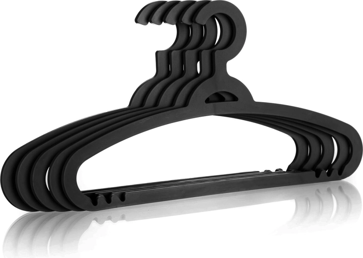 Plastowe wieszaki na ubrania, czarne, zestaw 5 szt.