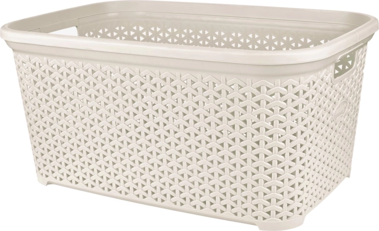 Kosz na pranie Hobby rattanowy, otwarty 50 l, kremowy