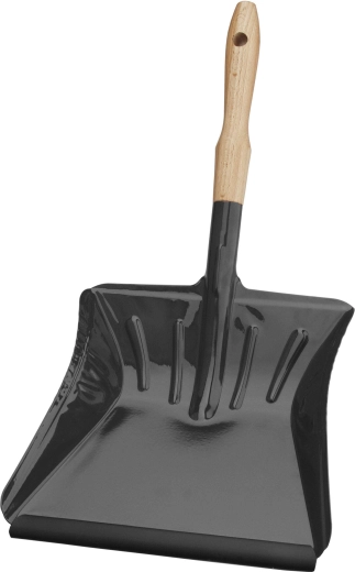 Szufelka do śmieci z drewnianą rączką i plastikową krawędzią