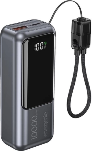 Powerbank z wyświetlaczem LCD 10 000 mAh QC 3.0 20 W szary