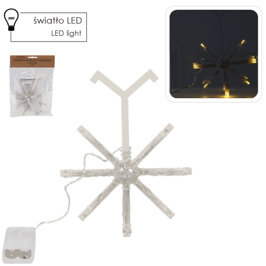 Oświetlenie LED do dekoracyjnej gwiazdy na baterie, ciepła biel, 100 LED