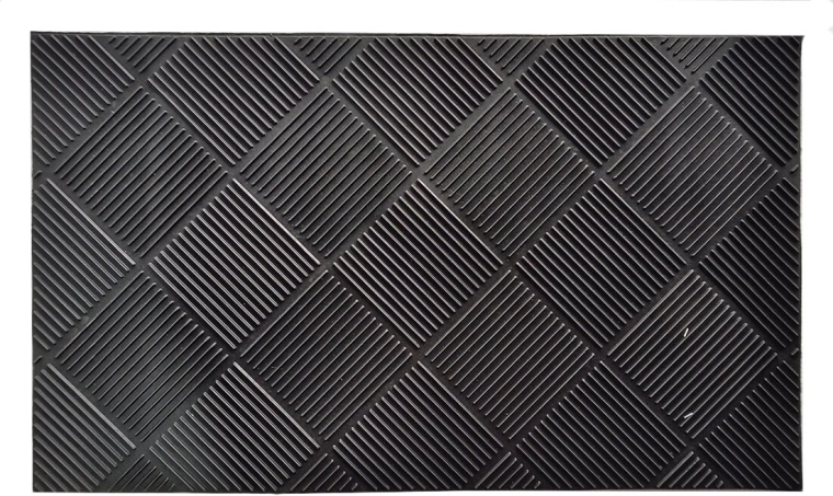 Gumowa wycieraczka 45 × 75 cm – romby, czarna