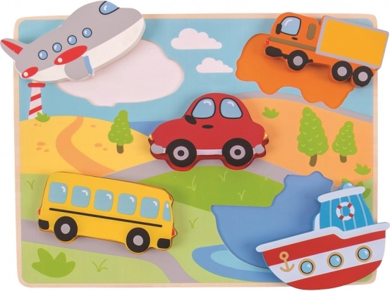 Drewniana układanka z pojazdami BIGJIGS TOYS