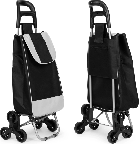 Wózek na zakupy ModernHome, czarny, 25l torba, 6 kół, metalowa rama