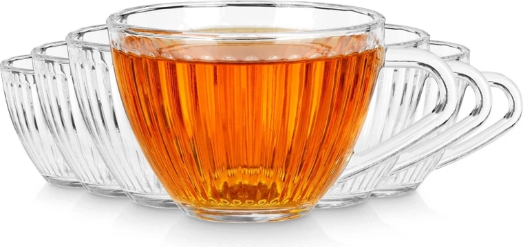 Szklanki Vilde z uchem 240 ml, 6 szt. (żebrowane)
