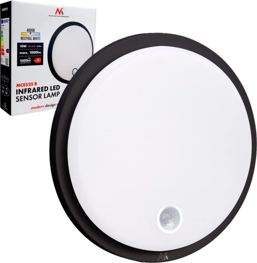LED kinkiet i plafon z czujnikiem PIR, IP65, 10 W, 1000 lm, 4000 K