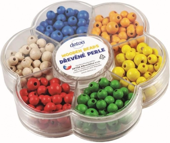 Detoa drewniane koraliki w kwiatuszku – kolorowy kreatywny zestaw do nawlekania