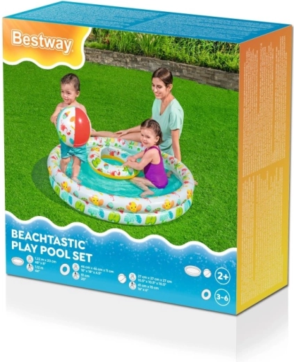 Nadmuchiwany dziecięcy basen 3w1 z kołem i piłką BESTWAY 122 cm