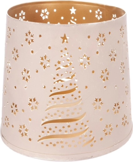 Metalowy świecznik bożonarodzeniowy Tree biało-złoty 18 cm