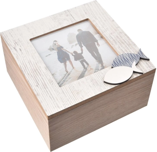 Drewniane pudełko na zdjęcia Beach 15 × 15 × 7,5 cm
