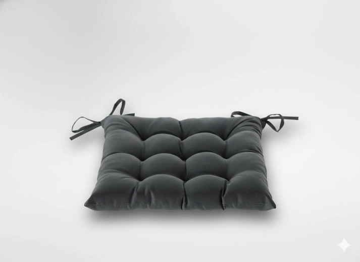 Pikowana poduszka na krzesło 40 × 40 × 6 cm – ciemnoszara