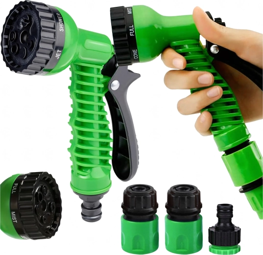 Regulowana ogrodowa pistoletowa dysza zraszająca z 7 trybami i 3 szybkozłączkami
