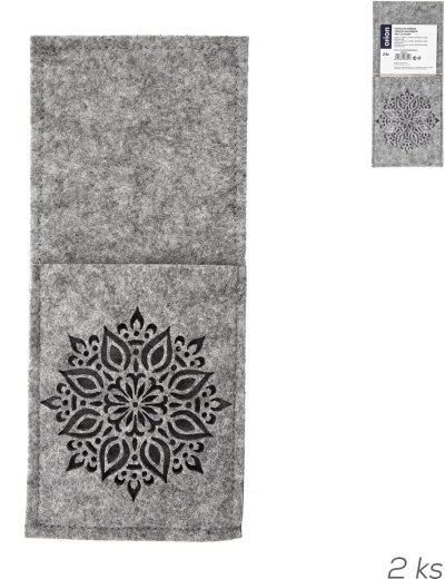 Filcowe etui na sztućce z dekoracyjnym wycięciem, szare