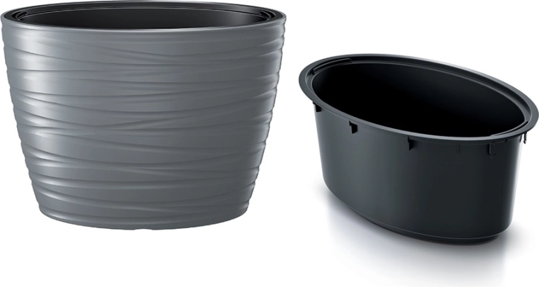 Owalna donica z wkładem MAZE 58,5 cm – szary kamień