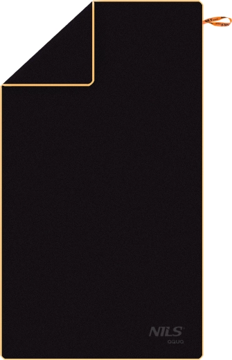 Ręcznik z mikrofibry NILS Aqua, czarno‑pomarańczowy