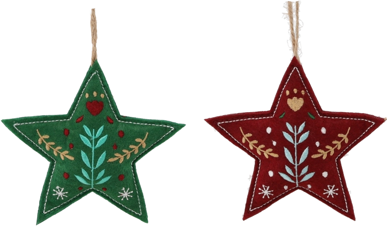 Świąteczna zawieszana gwiazda zielona/burgund 10 × 2 × 18 cm