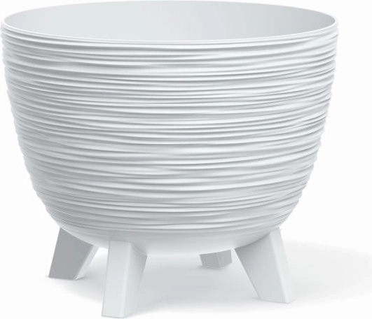 Donica FURU 39,5 cm biała – plastikowa, designerska osłonka na rośliny do wnętrz i na zewnątrz