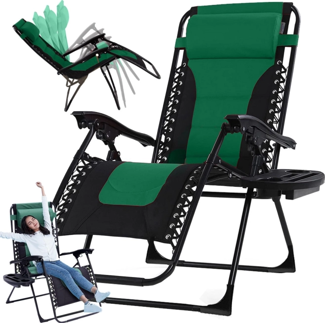 Składane leżak ogrodowy Gravity ze stolikiem