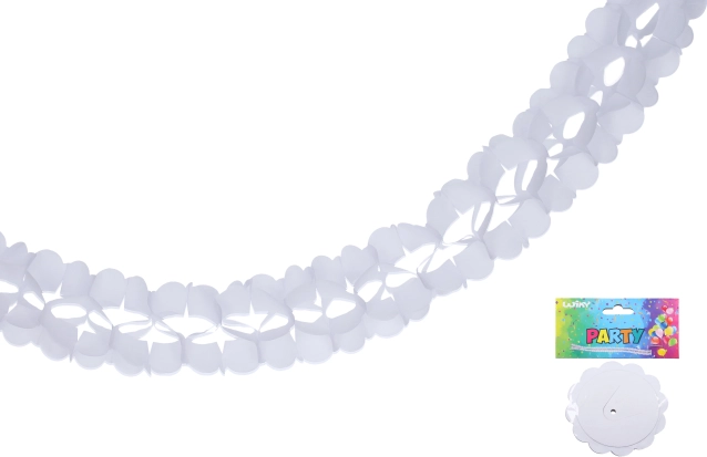 Papierowa biała girlanda 3,6 m