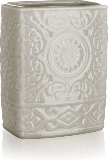 Ceramiczny kubek na szczoteczki do zębów szaro‑beżowy