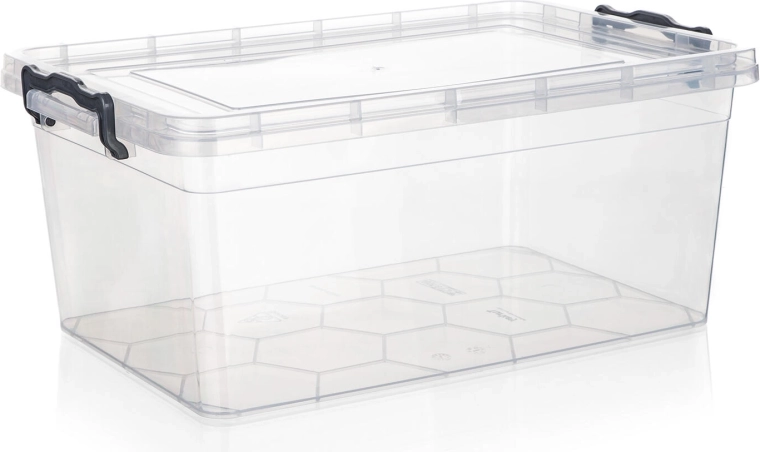 Pojemnik do przechowywania GEMA 14 l z pokrywą i klipsami, transparentny