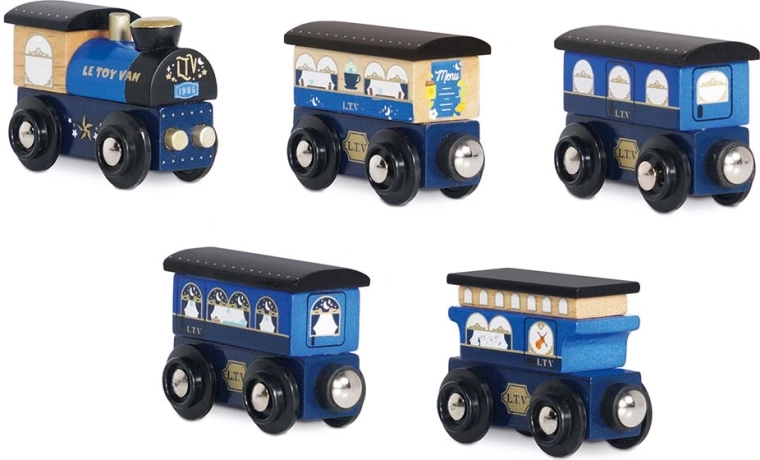Drewniany pociąg Twilight z zestawem wagoników Le Toy Van