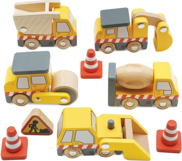 Le Toy Van drewniany zestaw pojazdów budowlanych dla dzieci