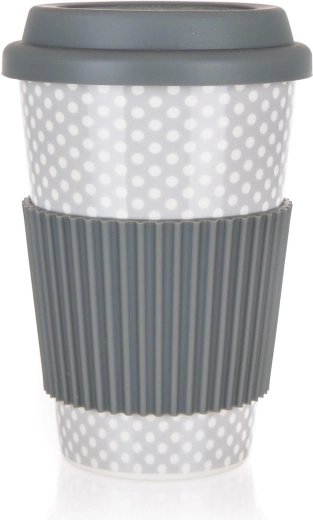 Podróżny ceramiczny kubek z pokrywką 400 ml, szary