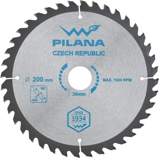 Tarcza pilarska do drewna PILANA 200 mm, 40 zębów, SK WZ
